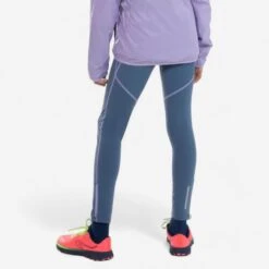 Legging Respirant Fille - KIPRUN DRY+ Zip 500 Gris Mauve