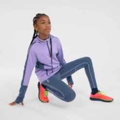 Legging Respirant Fille - KIPRUN DRY+ Zip 500 Gris Mauve -Magasin De Sport legging respirant fille kiprun dry zip 500 gris mauve 3