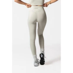 Legging Taille Haute Fitness V Crossover Femme Crème Beige -Magasin De Sport legging taille haute fitness v crossover femme creme beige 3