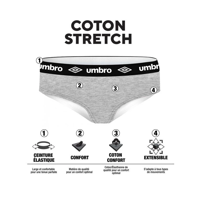 UMBRO Lot De 3 Boxers Coton Femme Uni 4 UMBRO Lot De 3 Boxers Coton Femme Uni – Image 2