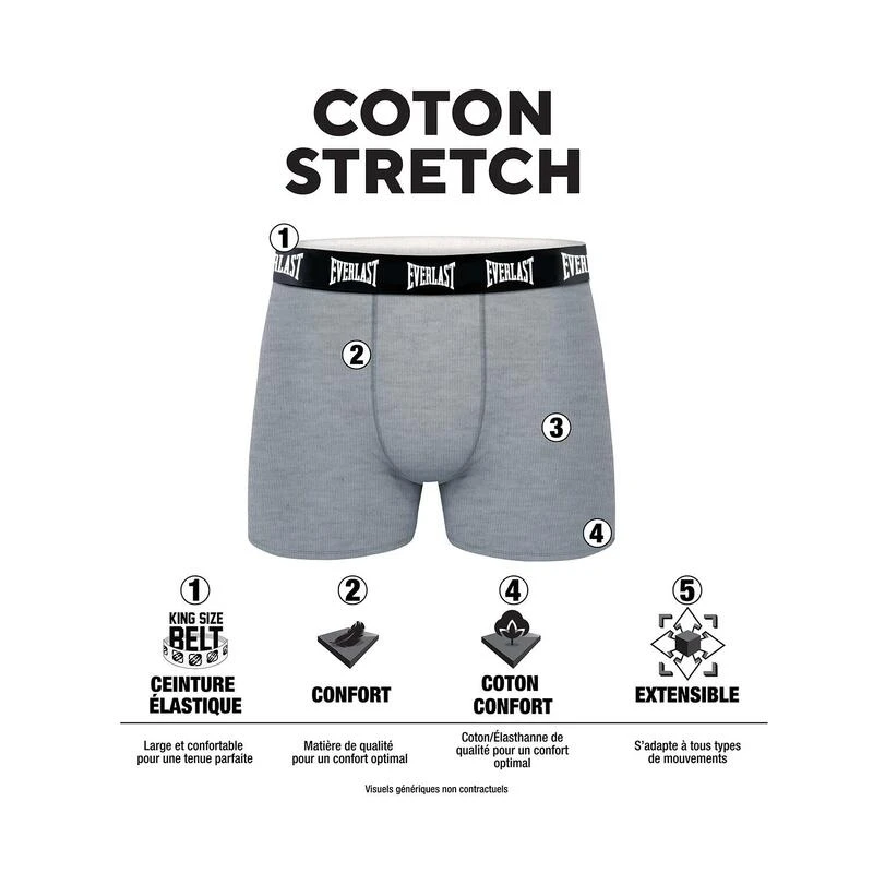 Everlast Lot De 4 Boxers Coton Homme Ceinture Brand 4 Everlast Lot De 4 Boxers Coton Homme Ceinture Brand – Image 2