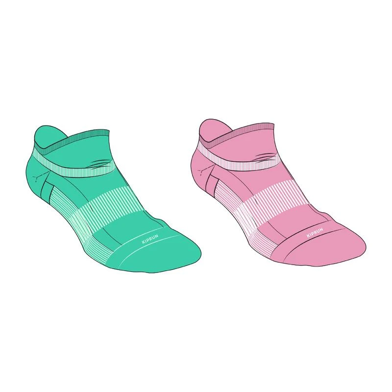LotX2 De Chaussettes Running Confort Basses Enfant -KIPRUN 500 Vertes Et Roses 3 LotX2 De Chaussettes Running Confort Basses Enfant -KIPRUN 500 Vertes Et Roses