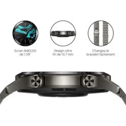 Montre Connectée GPS Cardio Running- HUAWEI WATCH LATONA 46MM ELITE GRISE -Magasin De Sport montre connectee gps cardio running huawei watch latona 46mm elite grise 4