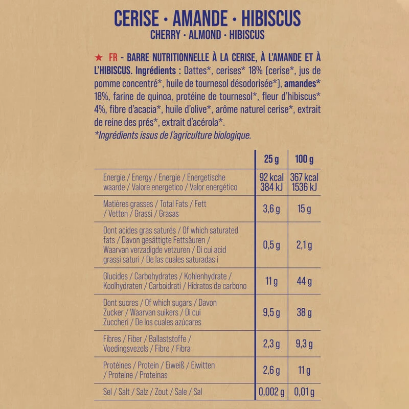 Pack X20 Barres Nutritionnelles Cerise-Amande-Hibiscus 5 Pack X20 Barres Nutritionnelles Cerise-Amande-Hibiscus – Image 3