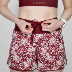 Short Course à Pied Femme Bordeaux Floral Ecoresponsable -Magasin De Sport short course a pied femme bordeaux floral ecoresponsable 3