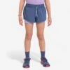 Short Cuissard De Running Respirant Fille - KIPRUN DRY+ 2 En 1 Denim Et Mauve -Magasin De Sport short cuissard de running respirant fille kiprun dry 2 en 1 denim et mauve