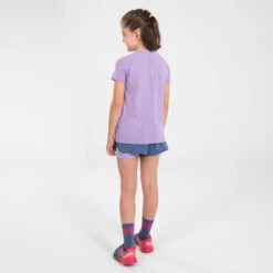 Short Cuissard De Running Respirant Fille - KIPRUN DRY+ 2 En 1 Denim Et Mauve -Magasin De Sport short cuissard de running respirant fille kiprun dry 2 en 1 denim et mauve 3