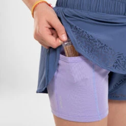 Short Cuissard De Running Respirant Fille - KIPRUN DRY+ 2 En 1 Denim Et Mauve -Magasin De Sport short cuissard de running respirant fille kiprun dry 2 en 1 denim et mauve 8