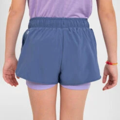 Short Cuissard De Running Respirant Fille - KIPRUN DRY+ 2 En 1 Denim Et Mauve -Magasin De Sport short cuissard de running respirant fille kiprun dry 2 en 1 denim et mauve 9