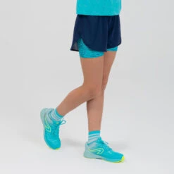 Short De Running Et D'athlétisme Pour Fille AT 500 2 En 1 Marine Vert -Magasin De Sport short de running et dathletisme pour fille at 500 2 en 1 marine vert 6
