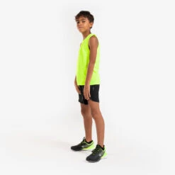 Short De Running Respirant Enfant - KIPRUN DRY+ 900 Noir Et Jaune Fluo -Magasin De Sport short de running respirant enfant kiprun dry 900 noir et jaune fluo 2