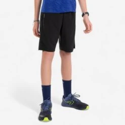 Short De Running Respirant Garçon - KIPRUN DRY+ Noir Denim -Magasin De Sport short de running respirant garcon kiprun dry noir denim 6