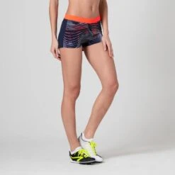 Kalenji SHORTY D'ATHLETISME FEMME BLEU ET ORANGE -Magasin De Sport shorty dathletisme femme bleu et orange 2