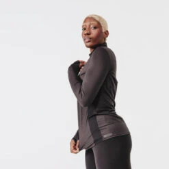 Kalenji T-shirt Running Manches Longues 1/2 Zip Femme - Dry+ Noir -Magasin De Sport t shirt running manches longues 12 zip femme dry noir 2