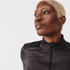 Kalenji T-shirt Running Manches Longues 1/2 Zip Femme - Dry+ Noir -Magasin De Sport t shirt running manches longues 12 zip femme dry noir 4