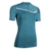 TEE SHIRT DE TRAIL RUNNING MANCHES COURTES ZIP FEMME BLEU -Magasin De Sport tee shirt de trail running manches courtes zip femme bleu