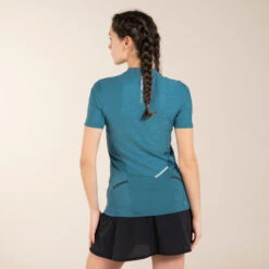 TEE SHIRT DE TRAIL RUNNING MANCHES COURTES ZIP FEMME BLEU 11 TEE SHIRT DE TRAIL RUNNING MANCHES COURTES ZIP FEMME BLEU -Magasin De Sport tee shirt de trail running manches courtes zip femme bleu 3