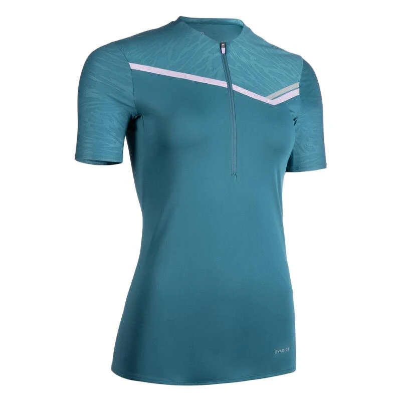 TEE SHIRT DE TRAIL RUNNING MANCHES COURTES ZIP FEMME BLEU 3 TEE SHIRT DE TRAIL RUNNING MANCHES COURTES ZIP FEMME BLEU