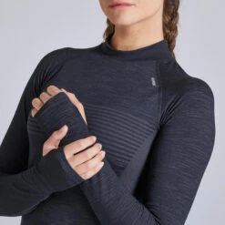 TEE SHIRT MANCHES LONGUES RUNNING FEMME KIPRUN SKINCARE NOIR -Magasin De Sport tee shirt manches longues running femme kiprun skincare noir 4